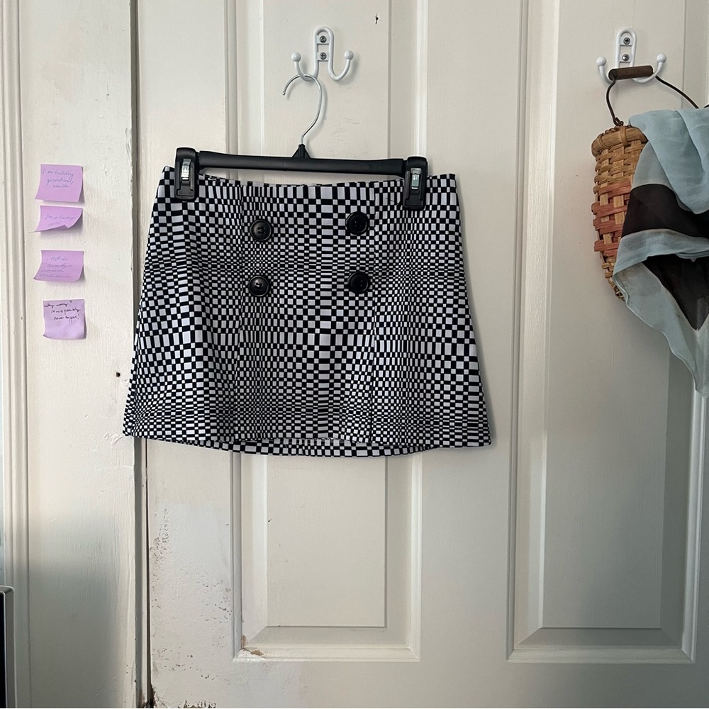 Black & White Checker Mini Skirt - Classic Button Front VTG Charlotte russe!!!